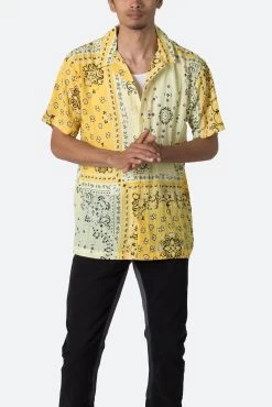 S/S Button Up Shirt - Yellow Bandana Paisley 15 S/S Button Up Shirt - Yellow Bandana Paisley -clothing SS Button Up Shirt Yellow Bandana Paisley 6
