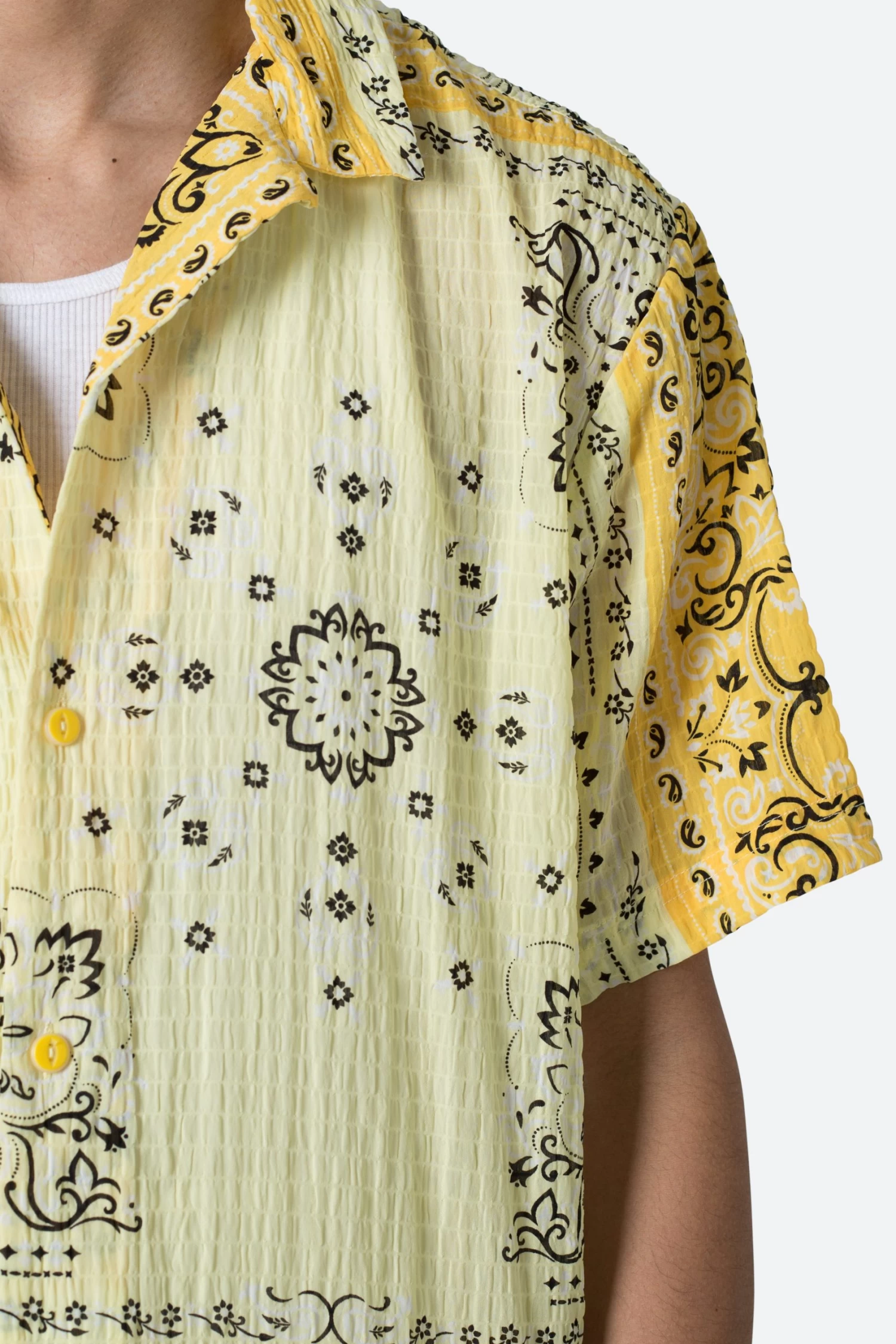 S/S Button Up Shirt - Yellow Bandana Paisley 10 S/S Button Up Shirt - Yellow Bandana Paisley - Image 8