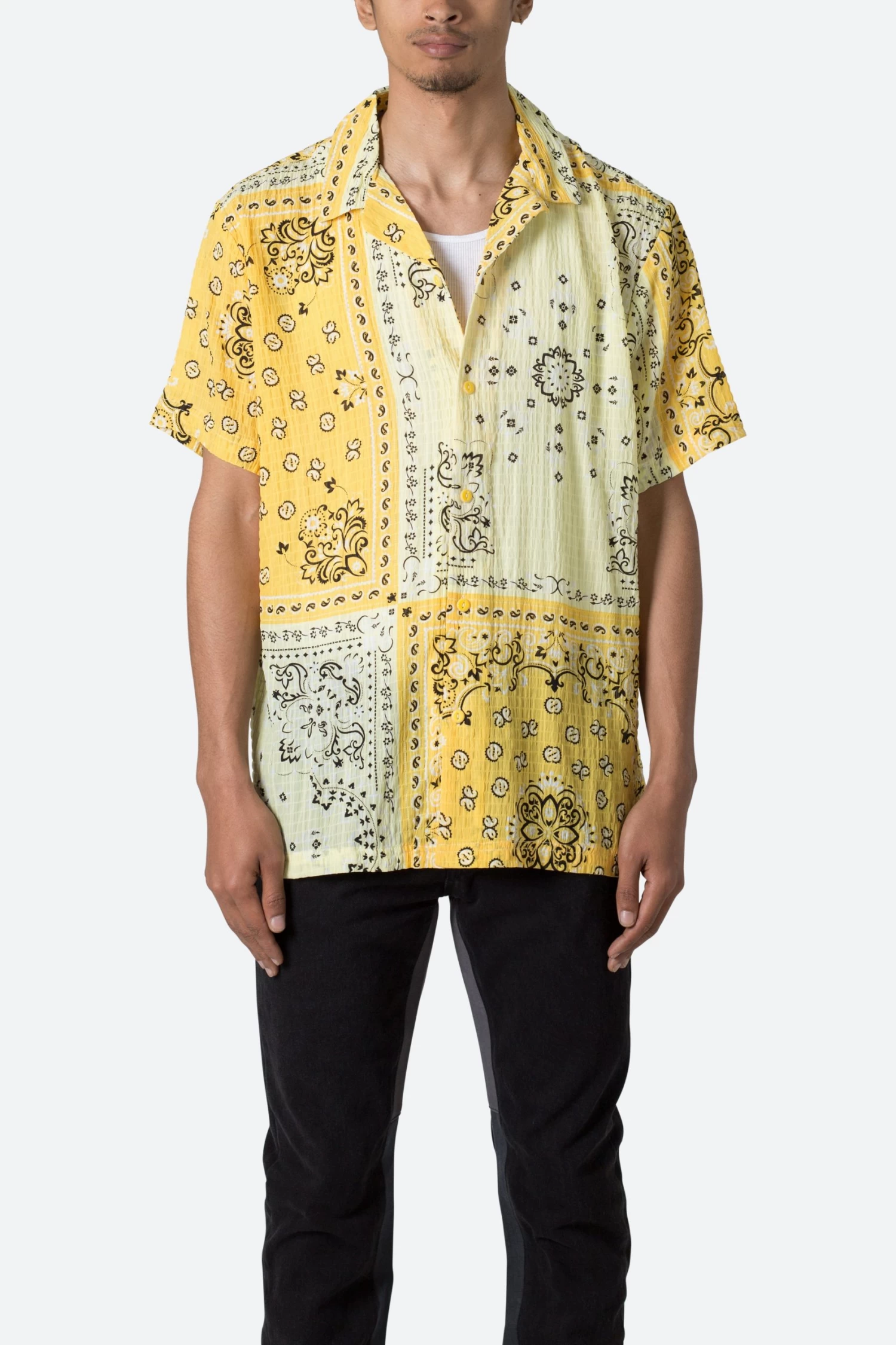 S/S Button Up Shirt - Yellow Bandana Paisley 3 S/S Button Up Shirt - Yellow Bandana Paisley