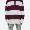 Striped L/S Rugby Shirt - Burgundy/Off White