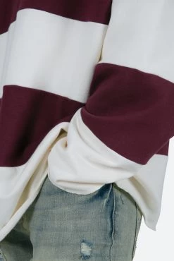 Striped L/S Rugby Shirt - Burgundy/Off White -clothing Striped LS Rugby Shirt BurgundyOff White 8