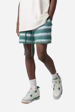 Striped Mohair Shorts - Green -clothing Striped Mohair Shorts Green 7