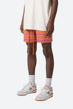 Striped Mohair Shorts - Orange -clothing Striped Mohair Shorts Orange 3