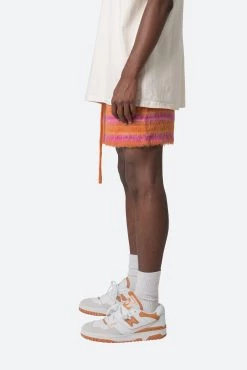 Striped Mohair Shorts - Orange -clothing Striped Mohair Shorts Orange 4
