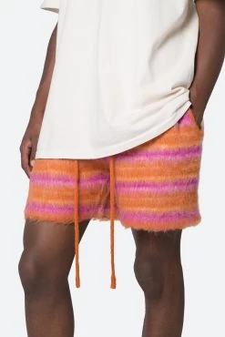 Striped Mohair Shorts - Orange -clothing Striped Mohair Shorts Orange 7