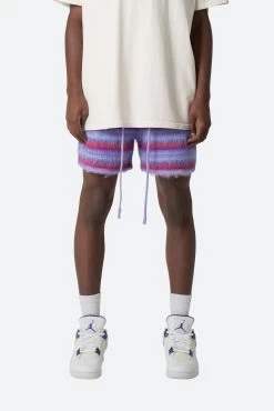 Striped Mohair Shorts - Purple