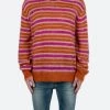 Striped Mohair Sweater - Orange 1 Striped Mohair Sweater - Orange -clothing Striped Mohair Sweater Orange