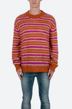 Striped Mohair Sweater - Orange