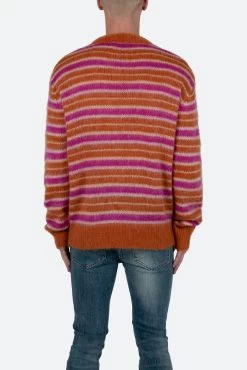 Striped Mohair Sweater - Orange -clothing Striped Mohair Sweater Orange 5