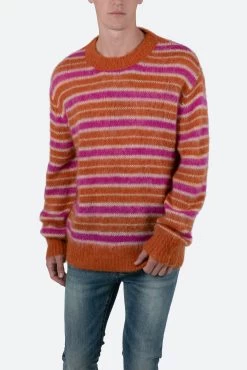 Striped Mohair Sweater - Orange -clothing Striped Mohair Sweater Orange 6