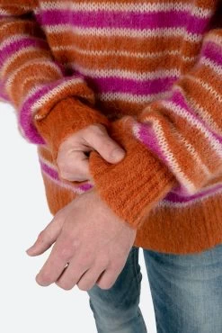Striped Mohair Sweater - Orange -clothing Striped Mohair Sweater Orange 7