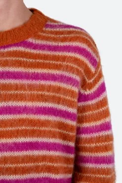 Striped Mohair Sweater - Orange -clothing Striped Mohair Sweater Orange 8