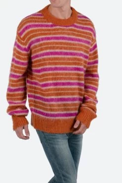 Striped Mohair Sweater - Orange -clothing Striped Mohair Sweater Orange 9