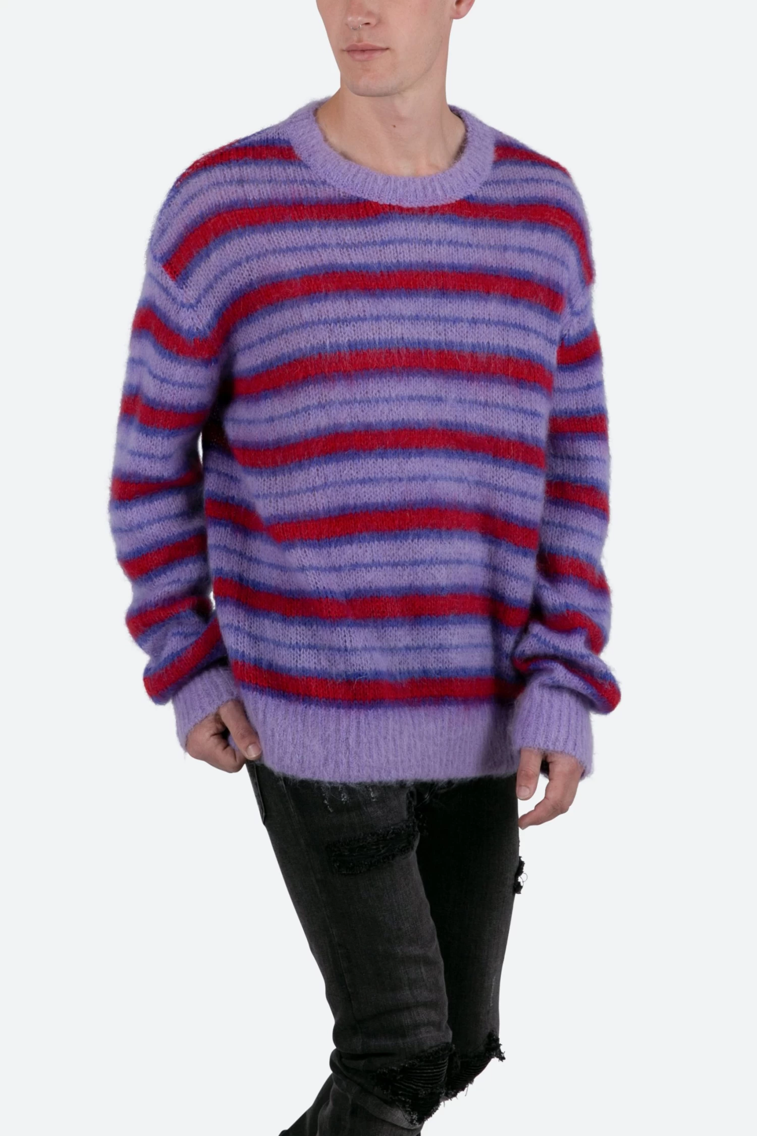 Striped Mohair Sweater - Purple 4 Striped Mohair Sweater - Purple - Image 2