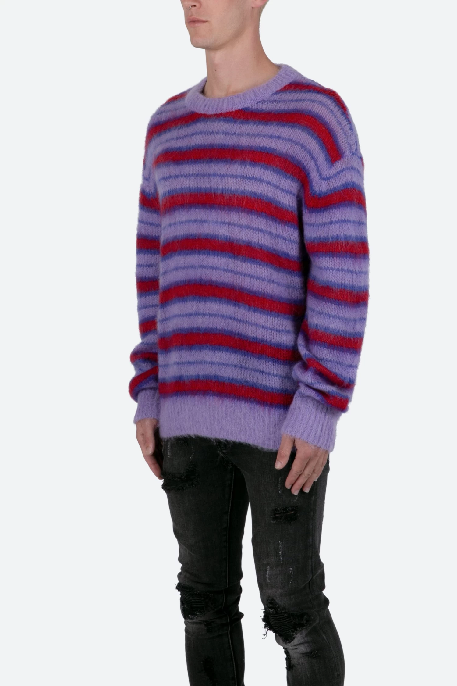Striped Mohair Sweater - Purple 6 Striped Mohair Sweater - Purple - Image 4