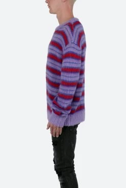 Striped Mohair Sweater - Purple 14 Striped Mohair Sweater - Purple -clothing Striped Mohair Sweater Purple 5