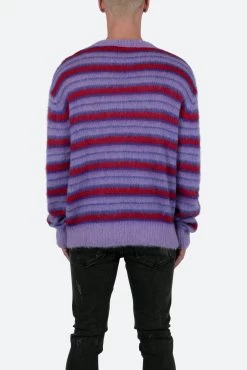 Striped Mohair Sweater - Purple 15 Striped Mohair Sweater - Purple -clothing Striped Mohair Sweater Purple 6