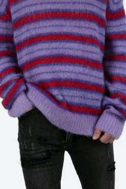Striped Mohair Sweater - Purple 16 Striped Mohair Sweater - Purple -clothing Striped Mohair Sweater Purple 7