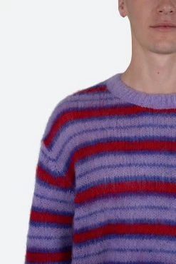 Striped Mohair Sweater - Purple 17 Striped Mohair Sweater - Purple -clothing Striped Mohair Sweater Purple 8
