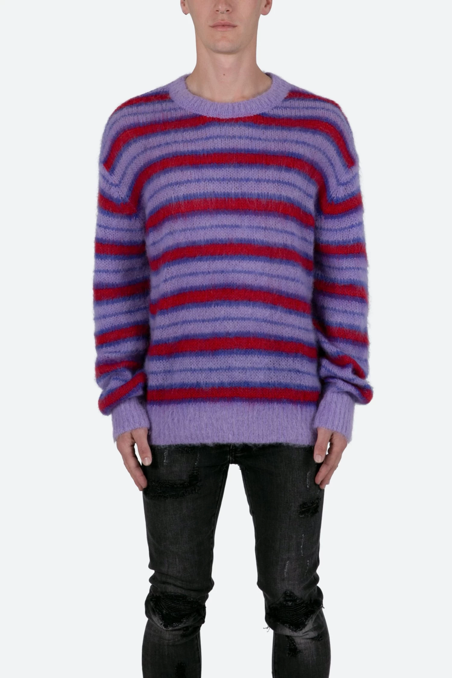 Striped Mohair Sweater - Purple 3 Striped Mohair Sweater - Purple