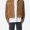 Suede Trucker Jacket - Brown -clothing Suede Trucker Jacket Brown