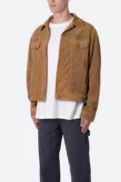 Suede Trucker Jacket - Brown -clothing Suede Trucker Jacket Brown 4
