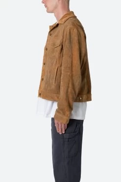 Suede Trucker Jacket - Brown -clothing Suede Trucker Jacket Brown 5