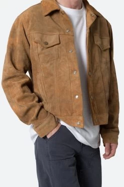 Suede Trucker Jacket - Brown -clothing Suede Trucker Jacket Brown 7