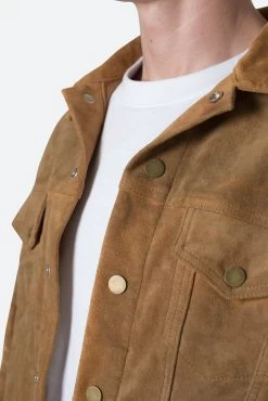 Suede Trucker Jacket - Brown -clothing Suede Trucker Jacket Brown 8