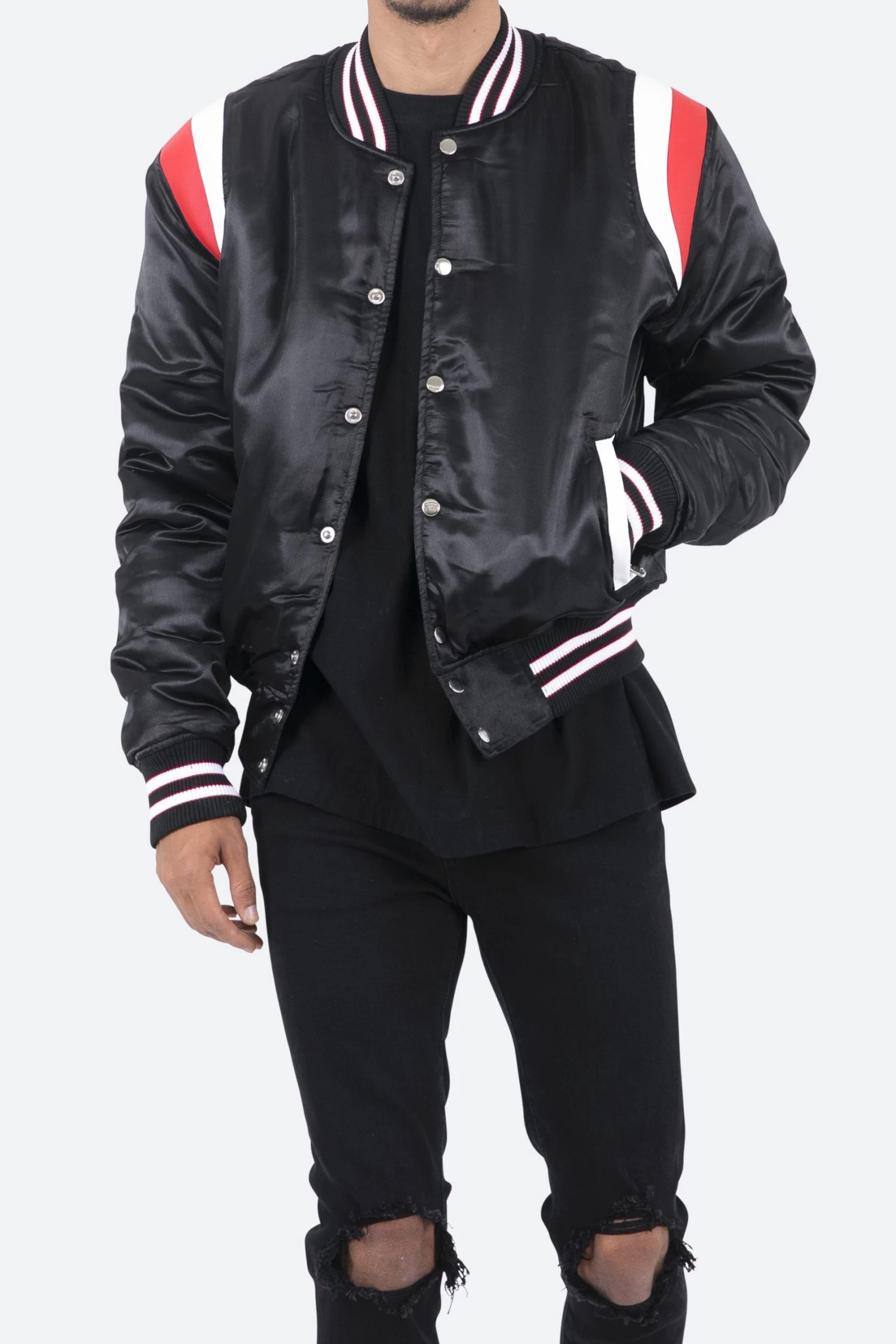 Teddy Bomber Jacket - Black/Red 8 Teddy Bomber Jacket - Black/Red - Image 6