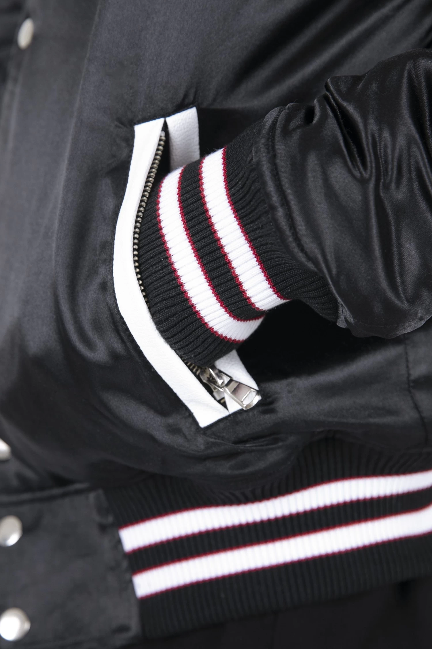 Teddy Bomber Jacket - Black/Red 9 Teddy Bomber Jacket - Black/Red - Image 7