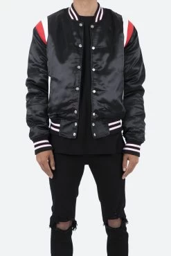 Teddy Bomber Jacket - Black/Red