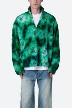 Tie Dye Sherpa Pullover Sweater - Green -clothing Tie Dye Sherpa Pullover Sweater Green 3