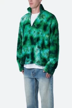 Tie Dye Sherpa Pullover Sweater - Green -clothing Tie Dye Sherpa Pullover Sweater Green 4