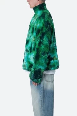 Tie Dye Sherpa Pullover Sweater - Green -clothing Tie Dye Sherpa Pullover Sweater Green 5
