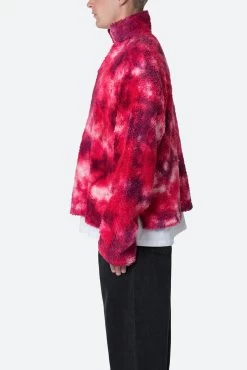 Tie Dye Sherpa Pullover Sweater - Magenta -clothing Tie Dye Sherpa Pullover Sweater Magenta 4