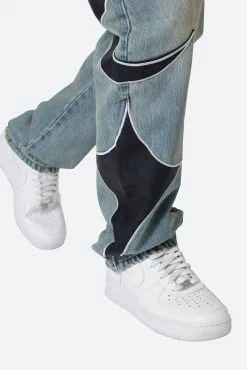 Tribal Patched Denim - Blue/Black -clothing Tribal Patched Denim BlueBlack 7