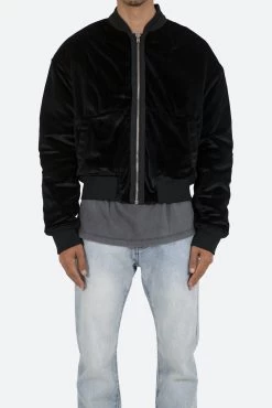 Velour Bomber Jacket - Black
