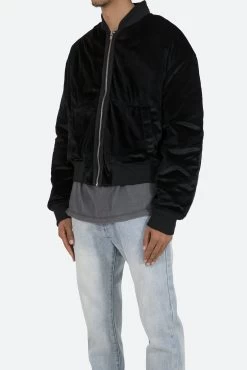 Velour Bomber Jacket - Black -clothing Velour Bomber Jacket Black 3