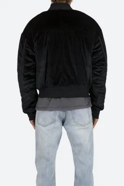 Velour Bomber Jacket - Black -clothing Velour Bomber Jacket Black 5