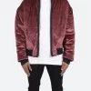 Velour Bomber Jacket - Burgundy