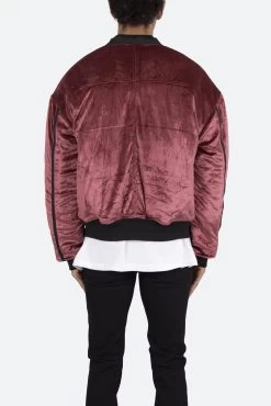 Velour Bomber Jacket - Burgundy -clothing Velour Bomber Jacket Burgundy 6
