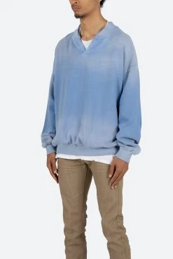 Vintage Henley Crewneck - Light Blue -clothing Vintage Henley Crewneck Light Blue 3