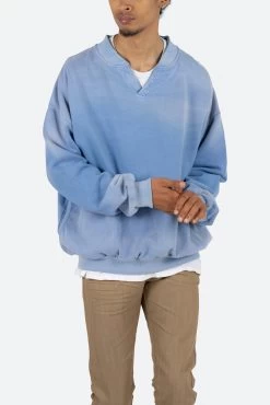 Vintage Henley Crewneck - Light Blue -clothing Vintage Henley Crewneck Light Blue 6