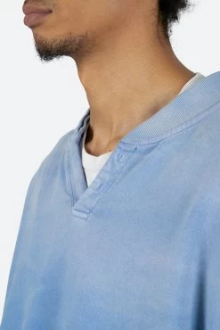 Vintage Henley Crewneck - Light Blue -clothing Vintage Henley Crewneck Light Blue 7