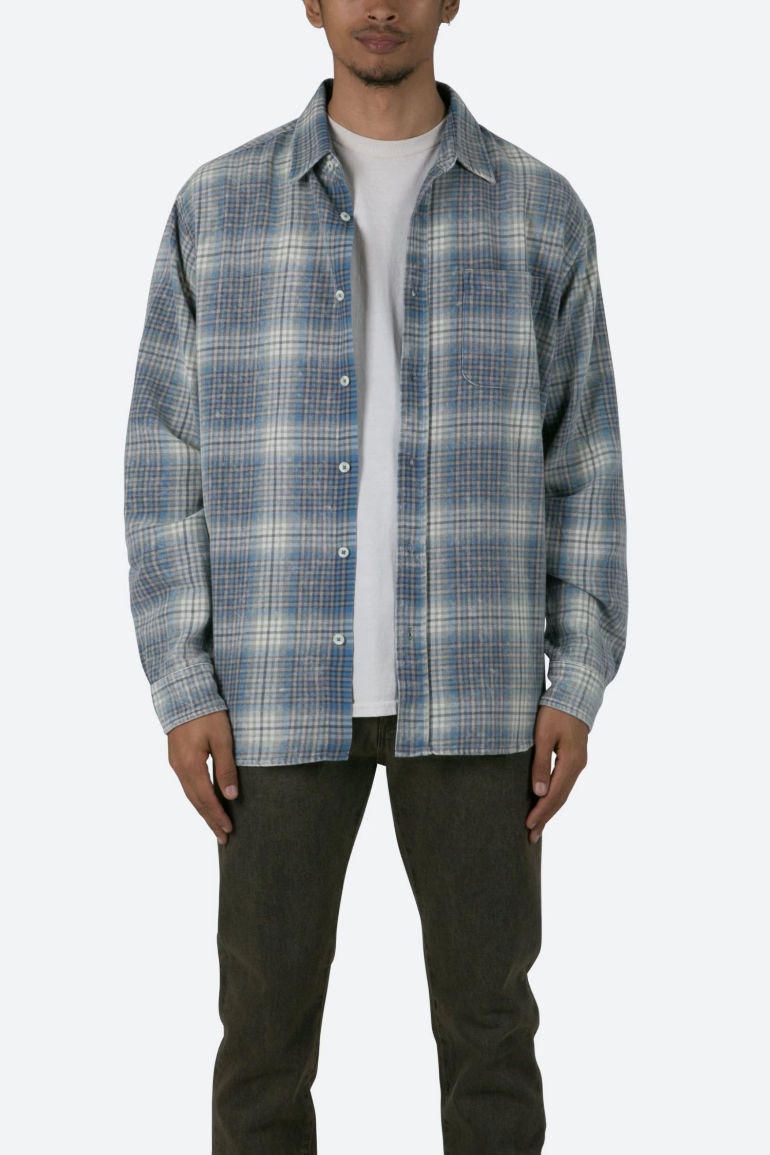 Vintage Plaid Shirt - Blue/White 4 Vintage Plaid Shirt - Blue/White - Image 2