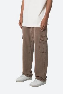 Washed Cargo Sweatpants - Brown -clothing Washed Cargo Sweatpants Brown 3