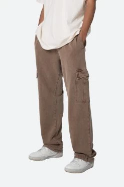 Washed Cargo Sweatpants - Brown -clothing Washed Cargo Sweatpants Brown 6