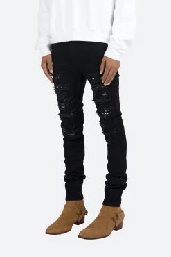 X165 Paisley Skinny Denim - Black/Black -clothing X165 Paisley Skinny Denim BlackBlack 3