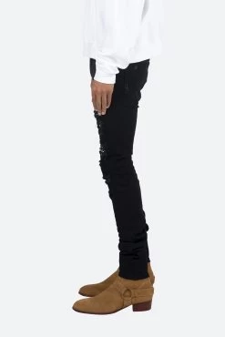 X165 Paisley Skinny Denim - Black/Black -clothing X165 Paisley Skinny Denim BlackBlack 4
